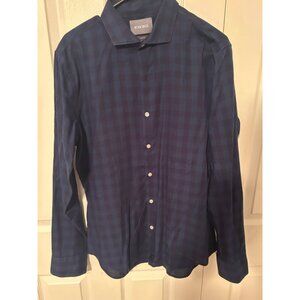 Bonobos Slim Fit Button Down Shirt Men's M Navy Blue Plaid Long Sleeve Casual